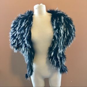 Silver & Black Boa Vest - Size Medium